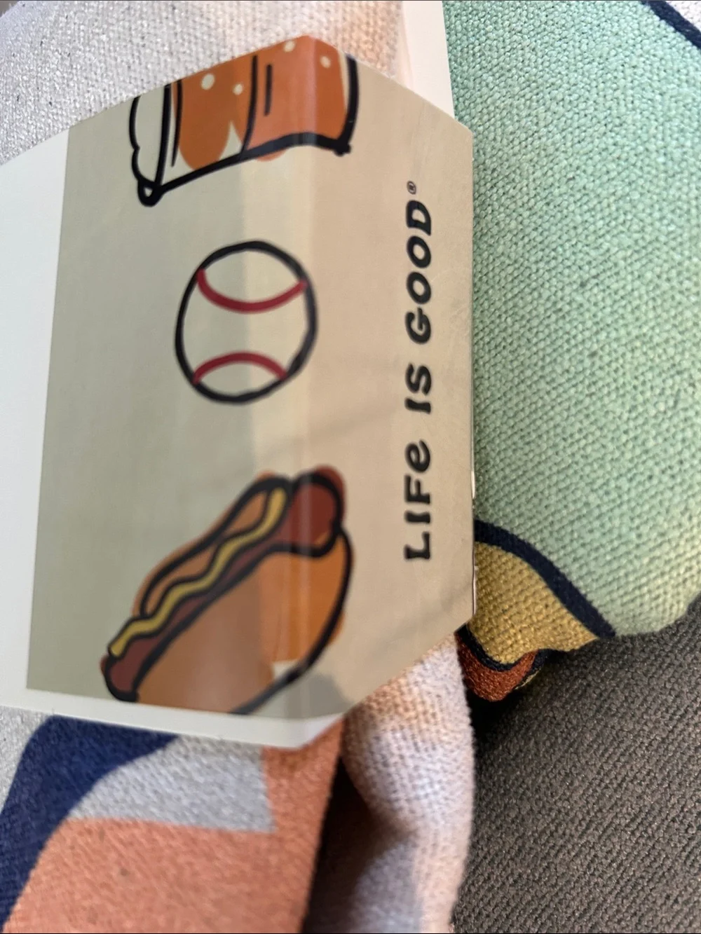 Life Is Good Quick-Dry Towel - Cream & Navy Accents